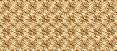 Tekrarlayan elementlerle soyut arkaplan oluşturun. Kusursuz damaske klasik altın desen. Bej, kahverengi ve altın elementli nötr renklerde altın pürüzsüz desen. Raster illüstrasyonu.