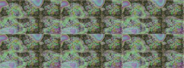 Yeşil renkte etnik çiçeklerle kusursuz bir desen. Asya Tekstil 'inde Raster Çiçek İllüstrasyonu.