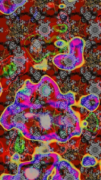 Taslak desenli, modaya uygun kumaş deseni. Raster illüstrasyonu. Şirin çiçek elementleri. Düz Çiçek Elementleri Tasarımı. Renkli Bahar Teması çizim şablonu.