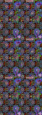 3D çiçekler, eskiz. Tarafsız ve siyah renklerde. Raster illüstrasyonu.