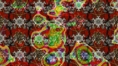 Raster illüstrasyonu. Nazik, yaz çiçekleri kahverengi ve kırmızı renklerde. Raster çiçek desenli ve çiçekli..