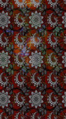 Çok renkli ve kahverengi zarif küçük çiçekler ve gri ve kahverengi renkli komik böcekler, raster deseni, illüstrasyon.