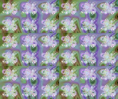 Tarafsız ve yeşil renkli çiçekler suluboya stilinde. Raster illüstrasyonunda çiçek deseni çizimi.