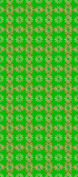 Damask seamless repeating pattern. Golden element on green and brown colors. Gold floral ornament in baroque style. Antique golden repeatable wallpaper.