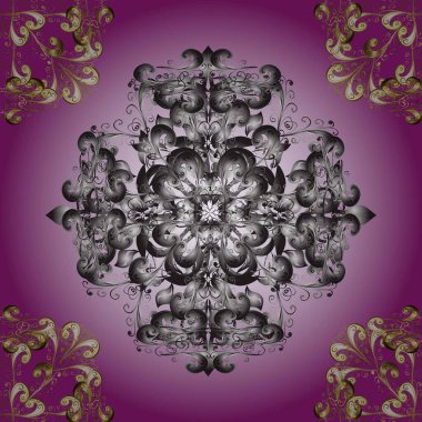 Çiçekli süslemeli, pürüzsüz bir desen. Hoş renkler üzerine geleneksel Arapça dekor. Doğu tarzında klasik tasarım öğesi. Süslü dantel iz sürücü. Duvar kağıdı için altın süslü illüstrasyon.