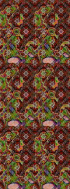 Güzel kumaş deseni. Raster illüstrasyonu. Asya tekstil tarzında. Düz Çiçek Elementleri Tasarımı. Renkli Bahar Teması eskiz kalıbı. Çiçek desenini çiz.