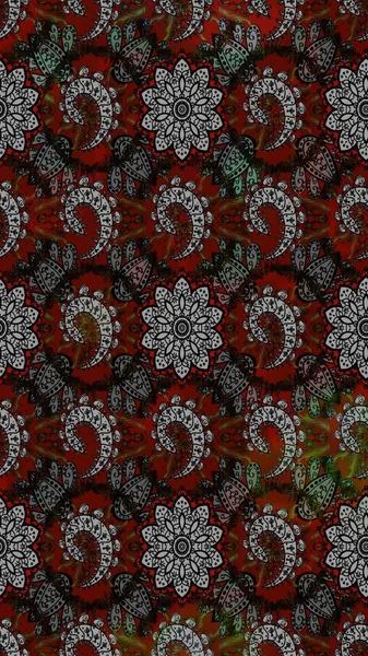 Raster illustration. Gentle, summer floral on black and gray colors. Raster floral pattern in doodle style with flowers.