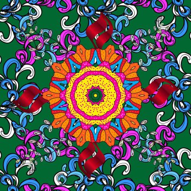 Kumaş desenli papatya çiçeği detayı. Yeşil ve siyah renkte çiçekler.