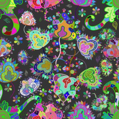 Gömlek baskısı için çiçek boyası. Çiçeksiz desenli arka plan. Tarafsız, yeşil ve mavi renkte çiçekler.