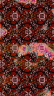 Kumaş, tekstil, duvar kağıdı baskısı için. Raster illüstrasyonu. Eskiz geçmişi. Miles Fleur, süslü püslü bir süs. Tomurcukları papatya çiçekleri olan sevimli bir çiçek deseni. Antika retro tarzı.