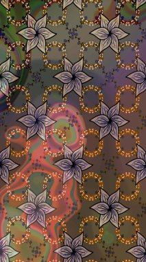 Kahverengi el çizimi. Raster deseni. Sanat, çiçeklere ilham verir ve arka plan bırakır. Karalama çiçekleri çizim deseni.