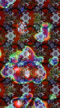 Düz Çiçek Elementleri Tasarımı. Kahverengi ve kırmızı renkte çiçekler. Renkli Yaz Temalı eskiz kalıbı. Raster illüstrasyonunda çiçek deseni çizimi.