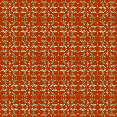 Kusursuz çiçek deseni. Turuncu, bej ve kahverengi renklerde grafiksel modern kusursuz desen. Duvar kâğıdı barok, İspanyol kumaşı. Kusursuz raster arkaplanı.