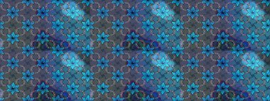 Raster illüstrasyonu. Şirin karalama çiçekleri olan kusursuz çiçek desenleri. Raster illüstrasyonu. El yapımı çiçek ve bitki koleksiyonu. Çizim biçimi mavi ve gri renklerde.