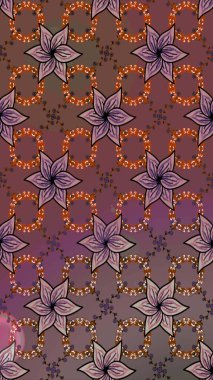 Kahverengi renkli çiçekler. Robot resim. Raster illüstrasyonu. Şirin çiçek elementleri..