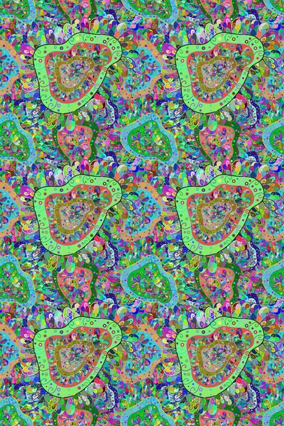 Çiçek deseni. Renkli Bahar Temalı Kusursuz Arkaplan. Düz Çiçek Elementleri Tasarımı. Raster pürüzsüz Güzel kumaş deseni.