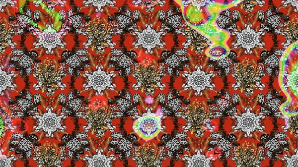 Çiçek desenli raster, gri ve kahverengi çizgi grafik desenli soyut raster arkaplan. Modern stil dokusu.