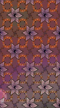 Kahverengi renkli çiçekler. Robot resim. Raster illüstrasyonu. Şirin çiçek elementleri..