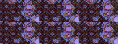 Düz Çiçek Elementleri Tasarımı. Raster Modaya uygun kumaş deseni. Kahverengi ve mor renkli şirin çiçek desenleri. Renkli Bahar Teması çizim şablonu.