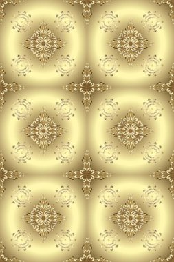 Raster oryantal süs. Geleneksel klasik altın desen. Bej ve nötr renklerdeki altın desenli altın elementler. Barok tarzında kusursuz bir doğulu süsü..