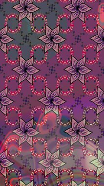 Renkli Bahar Teması eskiz kalıbı. Mor renkli çiçekler. Sevimli çiçek raster deseni. Düz Çiçek Elementleri Tasarımı.