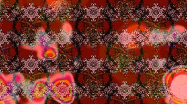 Hediye ambalaj kağıdı, tebrik kartları, posterler ve pankart tasarımı. Kahverengi ve kırmızı renkte çiçekler. Raster düz çiçek çizim deseni.