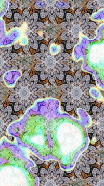 Renkli Bahar Teması eskiz kalıbı. Gri ve nötr renkte çiçekler. Raster illüstrasyonundaki çiçek desenli çizim. Düz Çiçek Elementleri Tasarımı.