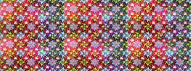 Raster illüstrasyonu. Kırmızı ve mavi renklere karalamalar çizilmiş çiçek deseni.