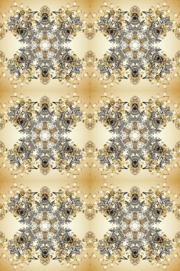 Altın karalama fantezi yapraklarından Raster soyut çiçek çelengi ve bej, nötr ve gri renkli bir çiçek. El yapımı dekoratif çerçeve, albüm kapağı, tebrik kartı, klasik Art deco tarzı.