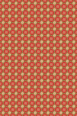 Noel, kar tanesi, yeni yıl. Bej, kırmızı ve kahverengi renklerde altın sarısı elementler. Altın elementlerle bej, kırmızı ve kahverengi renklerde kusursuz klasik desen.