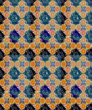 Raster illüstrasyonu. Mavi renklerde. 3D çiçekler, çizim.