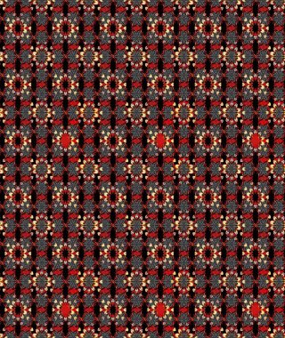 Siyah ve kırmızı renkte çiçekler. Raster Illustrasyon 'daki Çiçek Deseni' nin son moda çizimi. Renkli Yaz Temalı eskiz kalıbı. Düz Çiçek Elementleri Tasarımı.