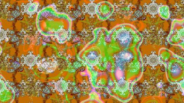 Suluboya çiçekli çiçek deseni. Raster illüstrasyonu. Kahverengi ve yeşil renkli güzel tekstil..