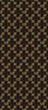 Altın şablon. Raster illüstrasyonu. Kart, duvar kağıdı, ambalaj ve tekstil için klasik tasarım. Kusursuz desenli altın elementler. Klasik çiçek dokusu. Kahverengi, bej ve siyah renklerde Royal retro.