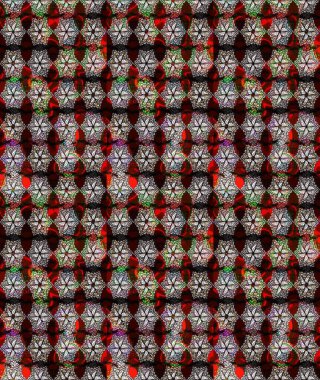 Millefleur 'lar. Tekstil, kumaş, kapaklar, duvar kağıtları, baskı, naylon, koleksiyon defteri, örgü, dekupaj için güzel bir eskiz. Küçük kahverengi çiçekli oldukça eski bir besin torbası deseni..