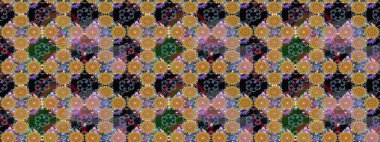 Düz Çiçek Elementleri Tasarımı. Renkli Bahar Teması eskiz kalıbı. Kahverengi renkli çiçekler. Raster illüstrasyonunda çiçek deseni çizimi.