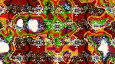 Kahverengi ve kırmızı renkte çiçekler. Raster illüstrasyonundaki çiçek desenli çizim. Renkli Yaz Temalı eskiz kalıbı. Düz Çiçek Elementleri Tasarımı.