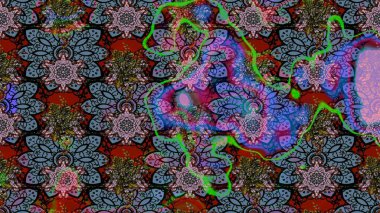 Çizim kalıbı. Raster illüstrasyonu. Organik motif arka planı. Ultraviyole kumaş deseni.