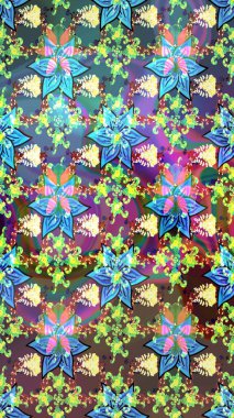 Çiçekli güzel suluboya desen. Mavi renklerde. Raster illüstrasyonu.