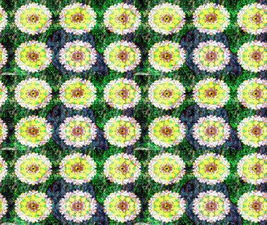 Raster illüstrasyonundaki çiçek desenli çizim. Yeşil renklerde. Raster illüstrasyonu. Güzel kumaş deseni.