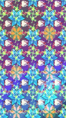 Raster illüstrasyonundaki çiçek desenli çizim. Düz Çiçek Elementleri Tasarımı. Güzel kumaş deseni. Renkli Bahar Teması çizim şablonu.