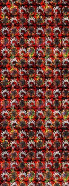 Tatil havası. Bahar mevsimi. Raster güzel bir çiçek deseni çizmiş. Kırmızı ve siyah renkte çiçekler. Nazik romantik baskı.