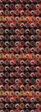 Renkli Bahar Teması eskiz kalıbı. Siyah ve kahverengi renkte çiçekler. Raster illüstrasyonundaki çiçek desenli çizim. Düz Çiçek Elementleri Tasarımı.