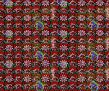 Küçük çiçekteki sevimli çiçek deseni. Kahverengi ve kırmızı renkte çiçekler.