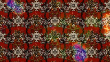 Raster düz çiçek çizim deseni. Kahverengi, kırmızı ve bej renkli çiçekler. Tasarım hediye paketi, tebrik kartları, posterler ve afiş tasarımı.