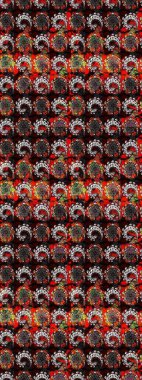 Renkli Bahar Teması eskiz kalıbı. Siyah ve kahverengi renkte çiçekler. Raster illüstrasyonundaki çiçek desenli çizim. Düz Çiçek Elementleri Tasarımı.