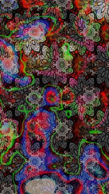 Zentangle soyut çiçekleri. Düz Çiçek Elementleri Tasarımı. Raster illüstrasyonu. Renkli Bahar Teması eskiz kalıbı. Güzel kumaş deseni. Çiçek tozu..