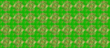 Davetiyeler için resim, kartlar, web sayfası. Çizgi sanatı tasarım şablonu için kusursuz sınır. Yeşil ve kahverengi renklerde altın element. Doğu tarzı element. Altın çizgili çiçek dekoru.