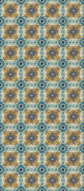 Antika altın tekrarlanabilir duvar kağıdı. Barok tarzında altın çiçek süsü. Altın element mavi, gri ve nötr renklerde. Damask arkaplanı tekrarlayan kusursuz desen.