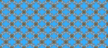 Mavi, gri ve nötr renklerde etnik çiçeklerle kusursuz bir desen. Raster Çiçek İllüstrasyonu güzel tekstil..